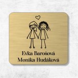Menovka na dvere žena a žena — samolepiaca akrylátová partnerská menovka