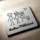 Menovka na dvere rodičia a dcéra so psíkom