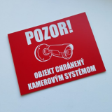 Tabuľka Pozor kamerový systém — bezpečnostná tabuľka 20×15 cm