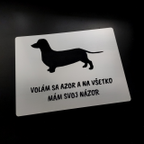 Tabuľka Pozor pes Jazvečík — výstražná tabuľka na plot 20×15 cm