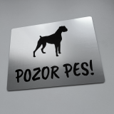 Tabuľka Pozor pes Boxer — výstražná tabuľka na plot 20×15 cm