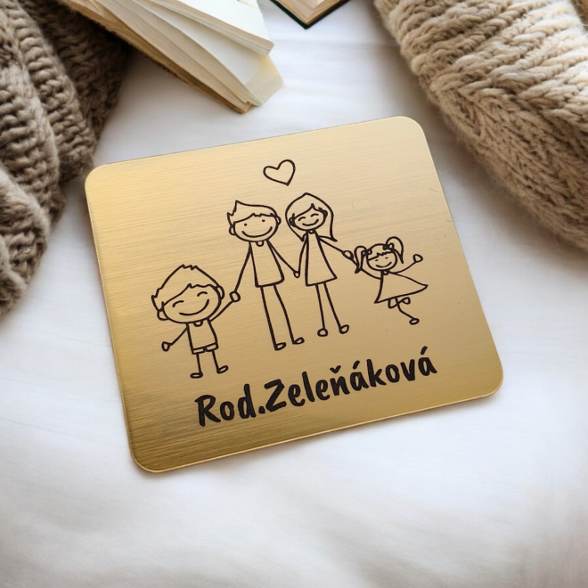 Menovka Family na dvere — rodinná samolepiaca akrylátová menovka 10×8,8 cm