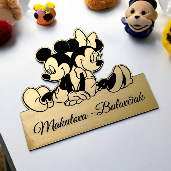 Menovka na dvere Mickey a Minnie — samolepiaca akrylátová partnerská menovka