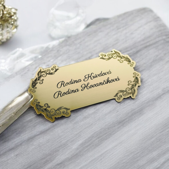 Menovka Ornament — samolepiaca akrylátová menovka s ozdobnými ornamentmi 13×7 cm