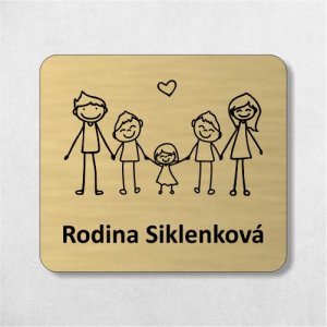 Menovka na dvere rodina — dvaja veľkí synovia a dcérka, samolepiaca menovka