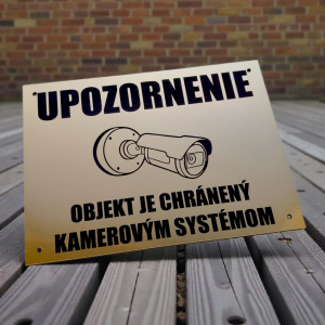 Tabuľka Upozornenie kamerový systém — bezpečnostná tabuľka 20×15 cm