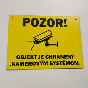 Tabuľka Pozor kamerový systém 2 — bezpečnostná tabuľka 20×15 cm