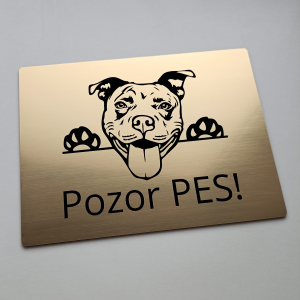 Tabuľka Pozor pes Pitbull cute — výstražná tabuľka na plot 20×15 cm
