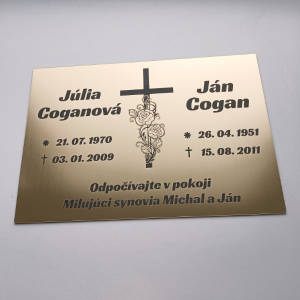 Tabuľka na hrob veľký kríž 2 — plastová náhrobná tabuľka 30×20 cm, laserové gravírovanie