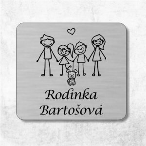 Menovka na dvere rodina s deťmi a psíkom