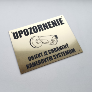 Tabuľka Upozornenie kamerový systém — bezpečnostná tabuľka 20×15 cm