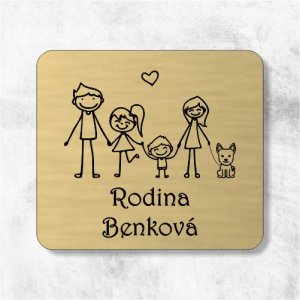 Menovka na dvere rodičia, dcéra a synček v1