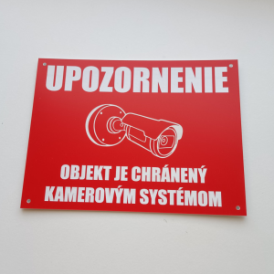 Tabuľka Upozornenie kamerový systém — bezpečnostná tabuľka 20×15 cm