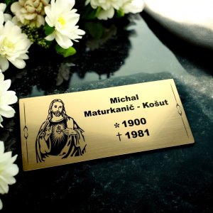 Tabuľka na hrob Ježiš — plastová náhrobná tabuľka 20×9 cm, laserové gravírovanie