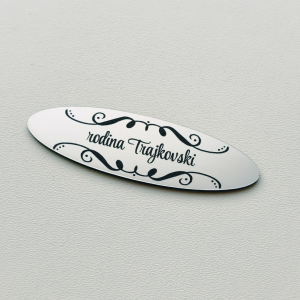 Menovka na dvere Elipse Ornament — tvarovaná menovka s ornamentom
