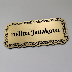 Menovka Ornament Frame — samolepiaca rodinná akrylátová menovka 12,8×5,8 cm