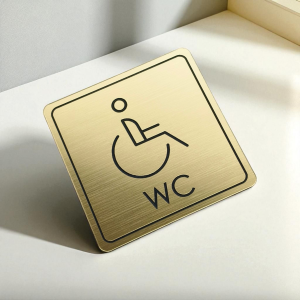 WC bezbariérové — akrylátový piktogram Light square 7 × 7 cm pre hotel a kanceláriu