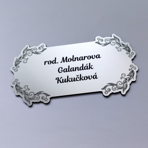 Menovka Ornament — samolepiaca akrylátová menovka s ozdobnými ornamentmi 13×7 cm