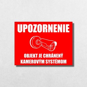 Tabuľka Upozornenie kamerový systém — bezpečnostná tabuľka 20×15 cm