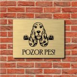 Tabuľka Pozor pes Anglický kokeršpaniel — výstražná tabuľka na plot 20×15 cm
