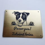 Tabuľka Pozor pes Jack Russell teriér 2 — výstražná tabuľka na plot 20×15 cm