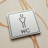 WC páni — akrylátový piktogram Light square 7 × 7 cm pre hotel a kanceláriu