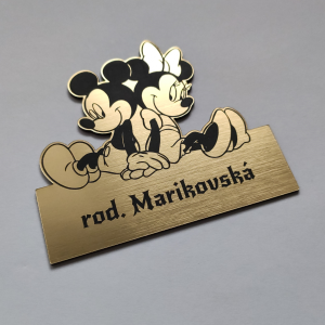 Menovka na dvere Mickey a Minnie — samolepiaca akrylátová partnerská menovka