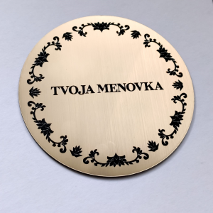 Menovka na dvere Round Ornament — okrúhla samolepiaca menovka s ornamentmi, ⌀7 cm