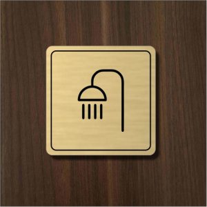 Sprchy — akrylátový piktogram Light square 7 × 7 cm pre hotel a penzión