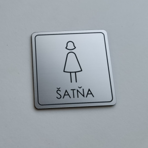 Šatňa dámy — akrylátový piktogram Light square 7 × 7 cm pre hotel a prevádzku