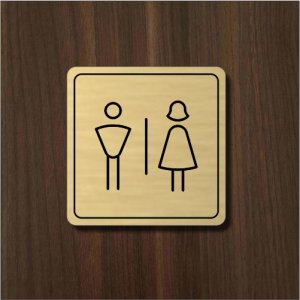 WC dámy a páni — akrylátový piktogram Light square 7 × 7 cm pre hotel a kanceláriu