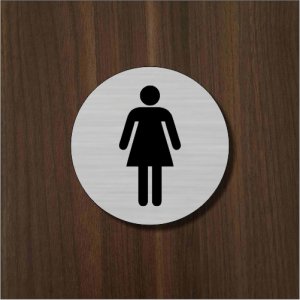 WC dámy — akrylátový piktogram Circle priemer 7 cm pre hotel a kanceláriu