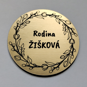 Menovka na dvere Floral Round — okrúhla samolepiaca menovka s kvetmi, ⌀9 cm
