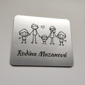 Menovka na dvere veľká rodina v4 — samolepiaca akrylátová menovka